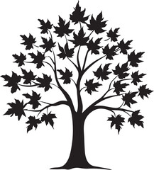 Maple tree silhouette vector illustration. Maple tree silhouette, Icon and Sign.