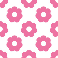 Daisy flower seamless on background illustration. Pretty floral pattern for print. Flat design.