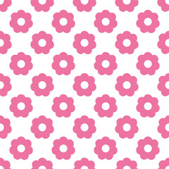 Daisy flower seamless on background illustration. Pretty floral pattern for print. Flat design.