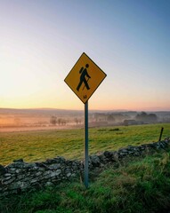 Hiking Sign in Irish Landscape