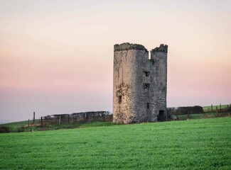 Ancient Castle and Irish Landscape, Oughterard, Ireland