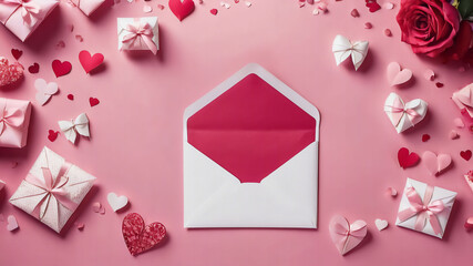 letter or mail with hearts and stars.Created with Generative Ai technology