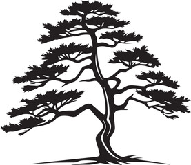 Pine tree silhouette vector illustration. Pine tree silhouette, Icon and Sign.