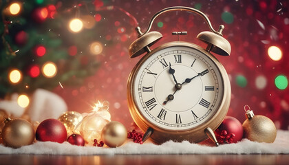 Countdown. Christmas banner. Vintage clock on Magic background. greeting card, headers for website.