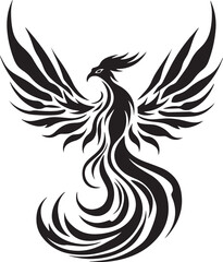 Rising Phoenix silhouette vector illustration. Rising Phoenix silhouette, Icon and Sign.