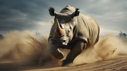 Rhino Running - obrazy, fototapety, plakaty