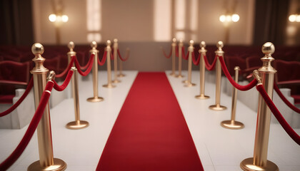 Stanchions with red velvet ropes, cut out