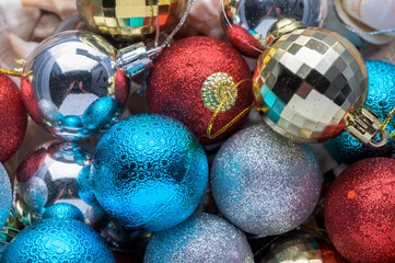 multi-colored Christmas tree decorations as a background 6