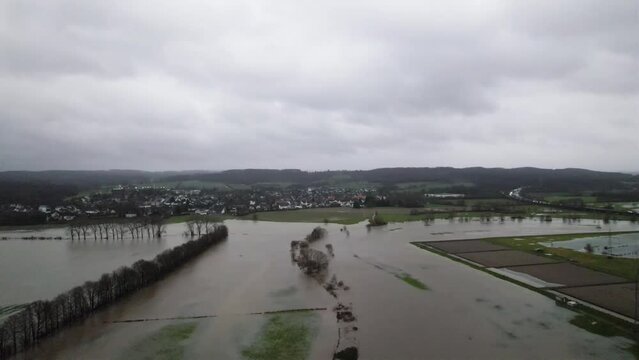  Ruhrhochwasser durch Sturmtief Zoltan im Dezember 2023 bei Schwerte, Ruhrgebiet, NRW