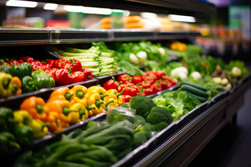 Cool Crispness: Refrigerated Supermarket Harvest - obrazy, fototapety, plakaty