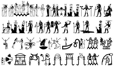Ancient of Egyptian icon bundle - obrazy, fototapety, plakaty