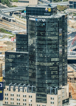 Tel Aviv, Israel - October 21, 2015: Kardan Tower seen from from top floor of Azrieli Center Circular Tower in Tel Aviv