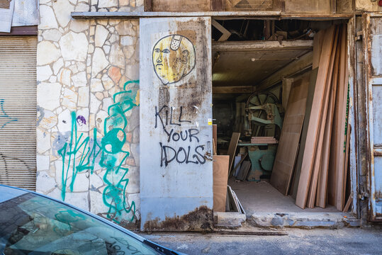 Tel Aviv, Israel - October 21, 2015: Street art by Jack TML in Florentin neighborhood in Tel Aviv city