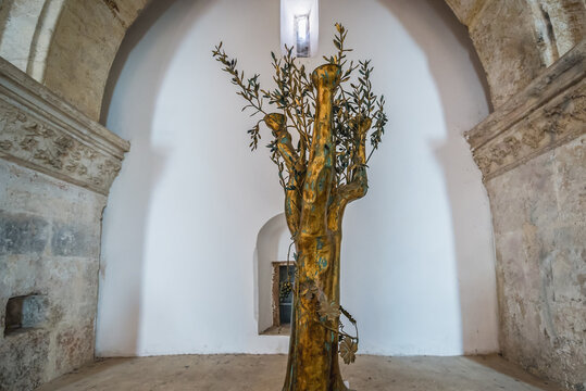 Jerusalem, Israel - October 22, 2015: Tree of life in Cenacle also known as Upper Room, the site of the Last Supper, Mount Zion in Jerusalem