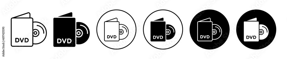 Aufkleber dvd icon. digital versatile disc to store data information in video audio digital format. blank plas