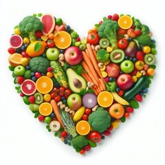 Naklejka na ściany i meble Heart-Shaped Assortment of Fruits and Vegetables