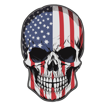skull in the colors of the vintage American flag