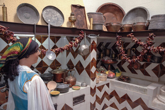 Tozeur, Tunisia - October 14, 2006: 19th century life scene in Dar Cherait Museum, bourgeois palace in Tozeur