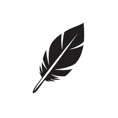 vintage Feather quill pen logo with black ink stroke, scratch icon