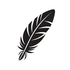 vintage Feather quill pen logo with black ink stroke, scratch icon