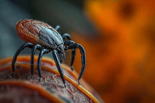 Detailed Macro of Tick on Textured Surface