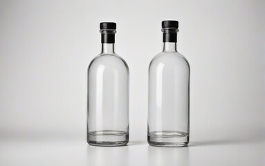 Botellas de vidrio vacía sobre fondo blanco  