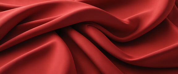 Obraz premium Abstract background of red crumpled fabric. Cloth with folds. Colorful illustration. Generative AI