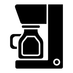 Coffee maker black and white glyph solid icon