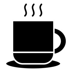 Coffee mug black and white glyph solid icon