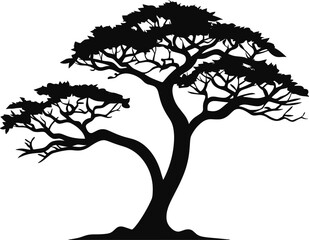 Beautiful vector tree silhouette outline vector icon for nature apps and websites. AI generated illustration.