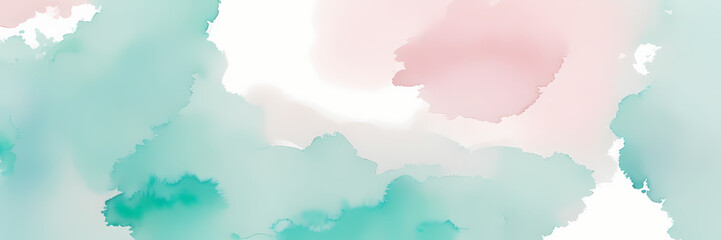 Pastel Serenity - Dive into tranquility with soft watercolor strokes in mint green, blush pink, and sky blue. Background. Generative AI