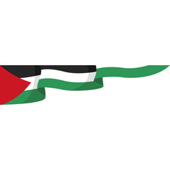 Illustration of the flag of Palestine waving in the wind on a white background
