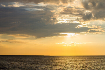 Beautiful sunset on the seashore, sunset background