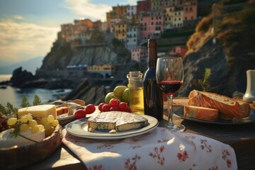 Gourmet Escape: Italian Appetizers - Cheese and Wines - Grace a Table with a View of Cinque Terre's...
