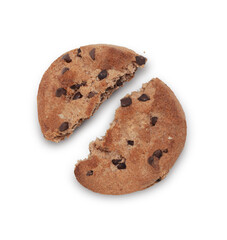 Pieces of delicious chocolate chip cookie isolated on transparent background