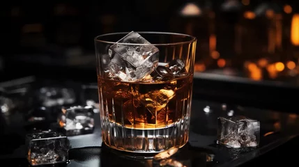Fotobehang Black Martini alcoholic drink in a cozy bar © PhotoHunter