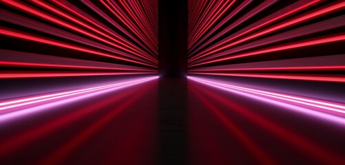 Vibrant neon light graffiti with a series of dark red and white stripes on a striped 3D texture