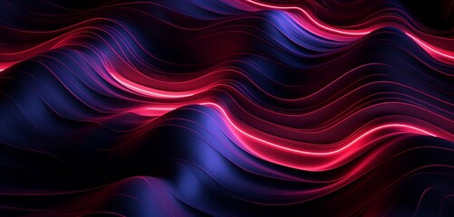 Vibrant neon light graffiti with dark red and white cascading waves on a fluid 3D texture