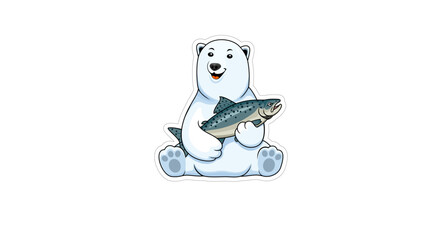 Cute Vector cartoon polar bear sticker