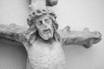 Sculpture of the Crucifixion. Église Saint-Laurent (St Lawrence's Church), Strassen, Luxembourg.
