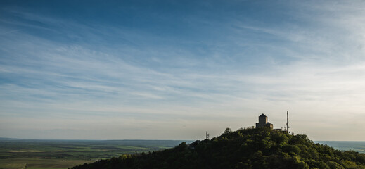 Medieval hilltop fortress above the town of Vršac in Vojvodina, Serbia