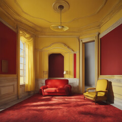Czerwono żółty pokój - obrazy, fototapety, plakaty