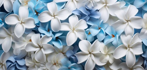 Vibrant tropical floral pattern with blue lobelias and white magnolias on a matte 3D wall texture