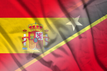 Spain and Saint Kitts and Nevis national flag transborder contract KNA ESP
