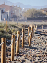 wooden bridge in winter