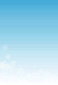 Gray Snowfall Vector Blue Background. New Silver