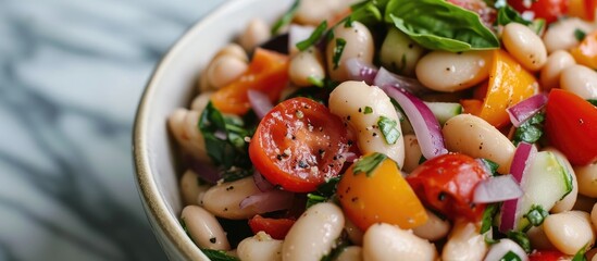 Bean salad made with cannellini beans.