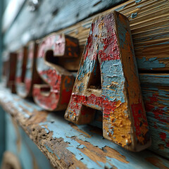 3D Wooden America Letter Art on Wooden Wall Display