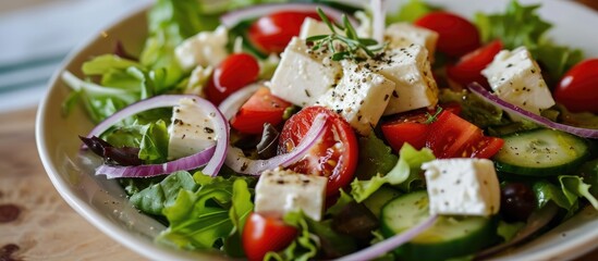 Mixed salad with feta cheese