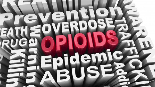 Opioids Drug Addiction Abuse Prescription Painkiller Medicine Oxy Words 3d Animation